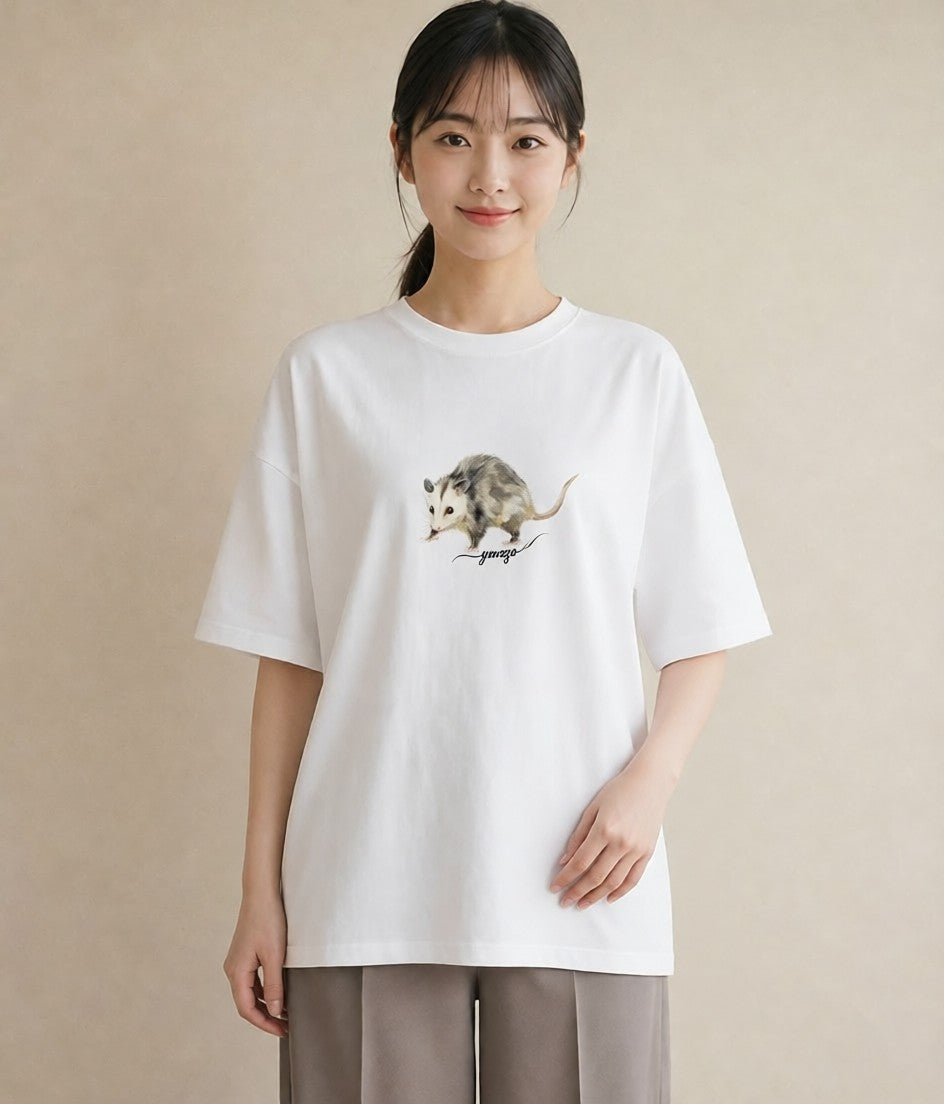 デザインTシャツ レディース デグー ペット 動物 イラスト シンプル 敬老の日 ホワイトデー 白T