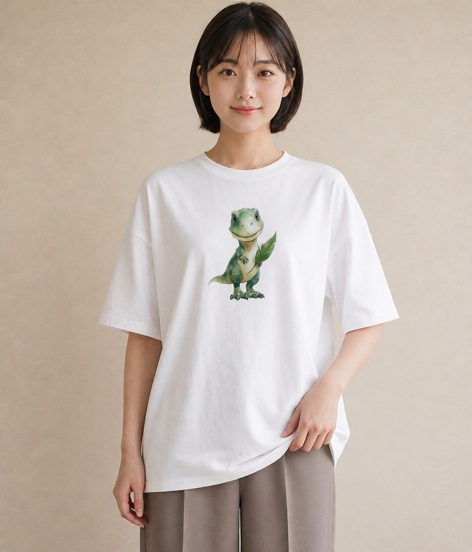半袖Tシャツ レディース ヤモリ ペット 動物 イラスト お洒落 自分用 ルームウェア 白T