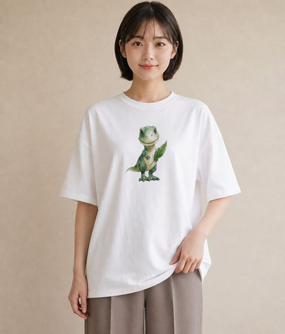 半袖Tシャツ レディース ヤモリ ペット 動物 イラスト お洒落 自分用 ルームウェア 白T