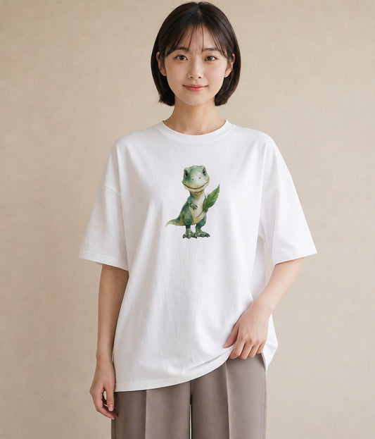 半袖Tシャツ レディース ヤモリ ペット 動物 イラスト お洒落 自分用 ルームウェア 白T