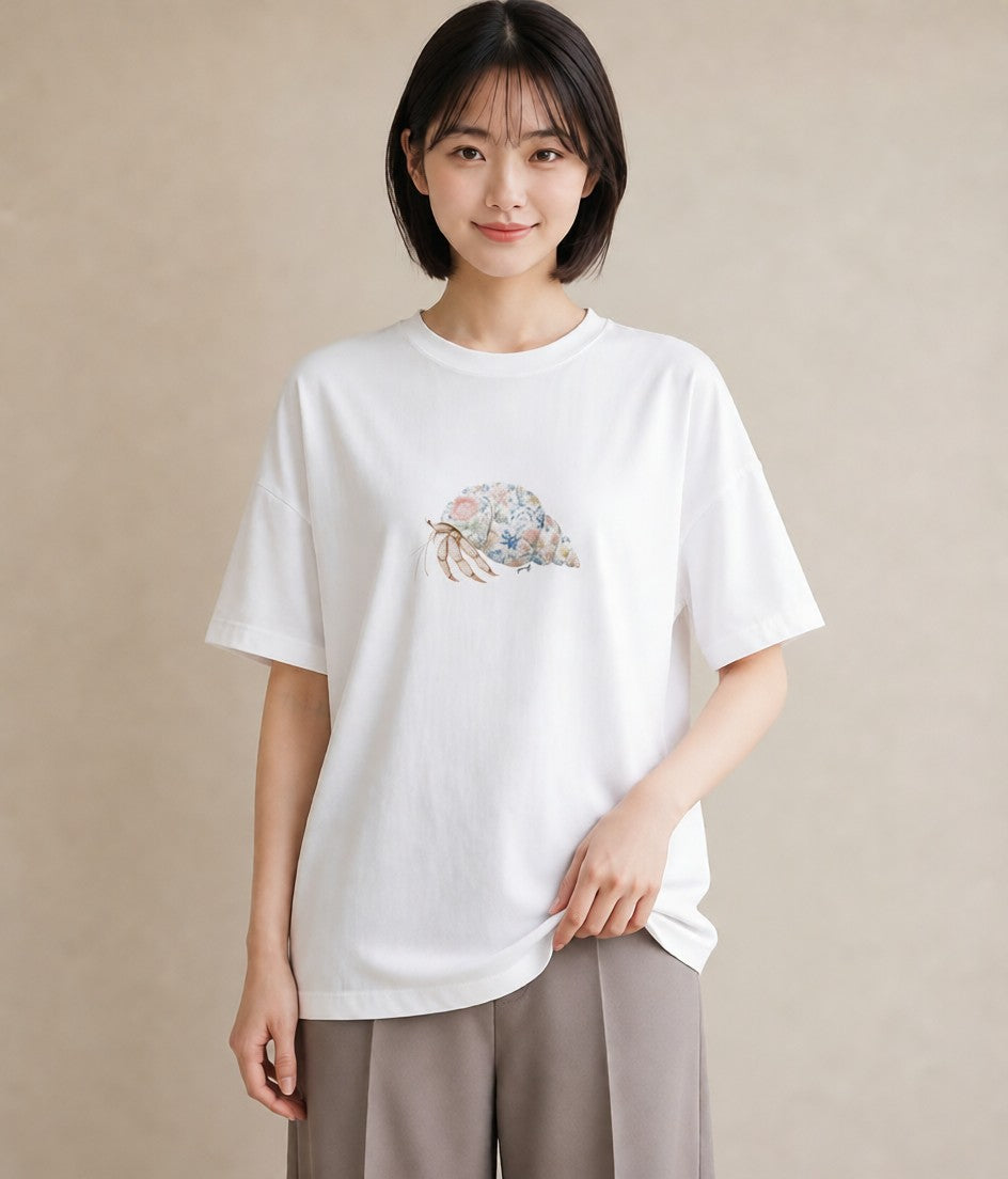 プリントTシャツ レディース 貝 海の生き物 海 イラスト ナチュラル 週末コーデ 敬老の日 白T