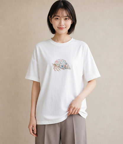 プリントTシャツ レディース 貝 海の生き物 海 イラスト ナチュラル 週末コーデ 敬老の日 白T