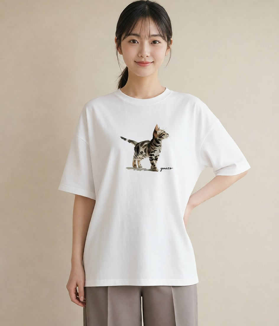 半袖Tシャツ レディース 猫の手 猫 ねこ イラスト ラフ 母娘コーデ 自分用 白T