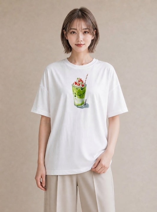 半袖Tシャツ レディース クリームソーダ 食べ物 フード イラスト お洒落 送別ギフト 通勤 白T
