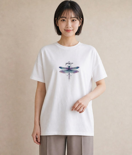 デザインTシャツ レディース とんぼ 昆虫 虫 イラスト ガーリー 散歩 お出かけ 白T