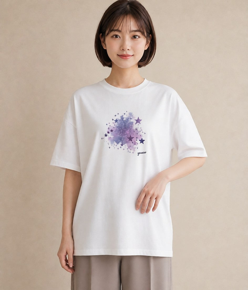 グラフィックTシャツ レディース 水瓶座 星空 宇宙 イラスト レトロ 部屋着 女性向けギフト 白T