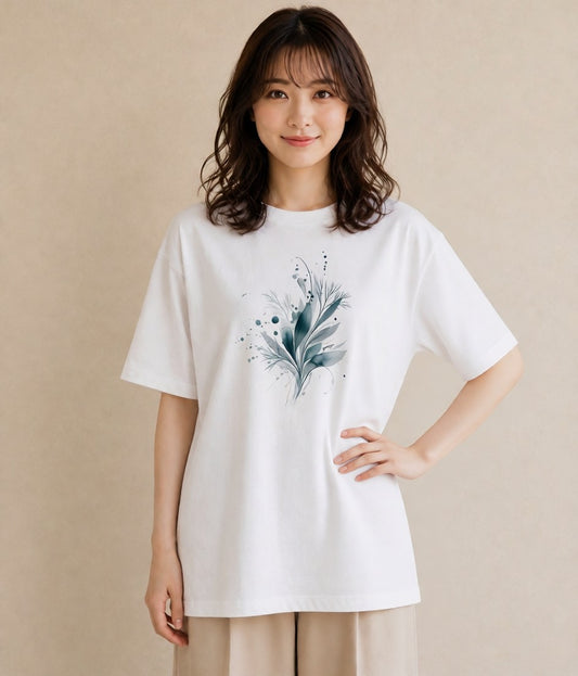 Tシャツ レディース ガラス瓶 小枝 ボタニカル ナチュラル アンティーク イラスト ラフカジュアル 誕生日プレゼント 綿100 白T