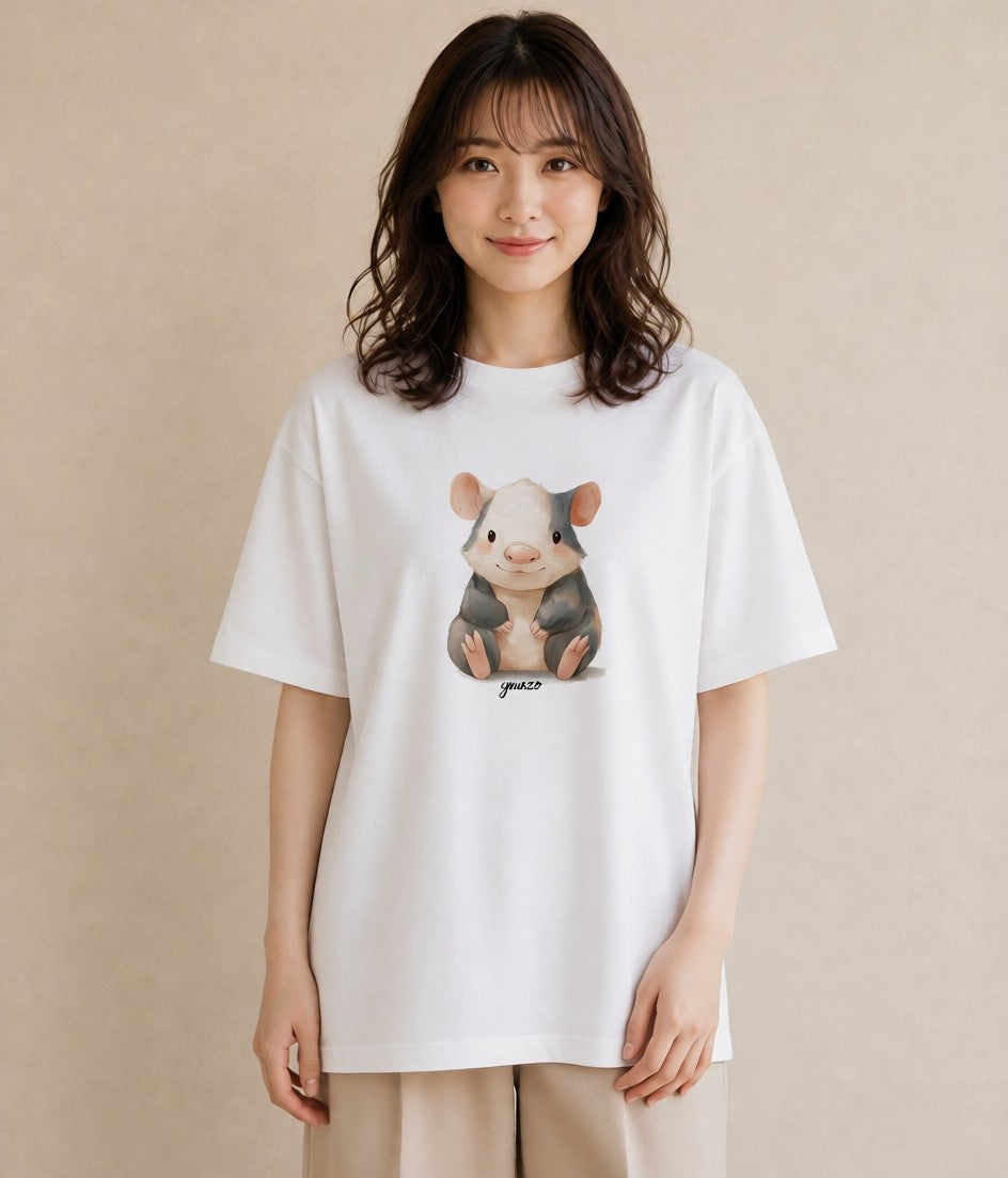 Tシャツ レディース フェレット ペット 動物 イラスト お洒落 通勤 在宅 白T