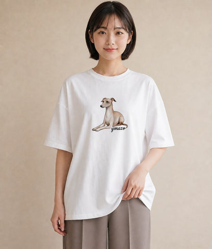 プリントTシャツ レディース イタリアングレーハウンド 犬 いぬ イラスト レトロ 普段着 週末コーデ 白T