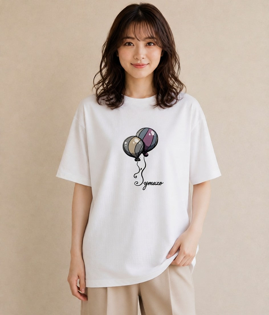 プリントTシャツ レディース 紙風船 和紙 ナチュラル アンティーク イラスト ボタニカル ホワイトデー 春服 白T