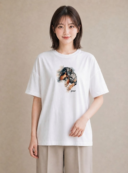 半袖Tシャツ レディース 愛犬 犬 いぬ イラスト 抜け感 姉妹 送別ギフト 白T