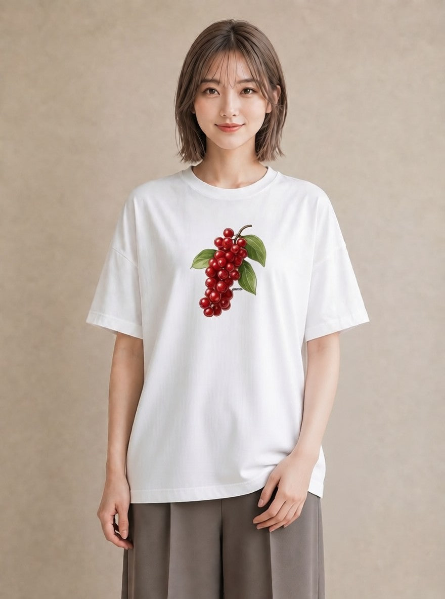 半袖Tシャツ レディース 木の実 植物 ボタニカル イラスト 公園 ママ 白T