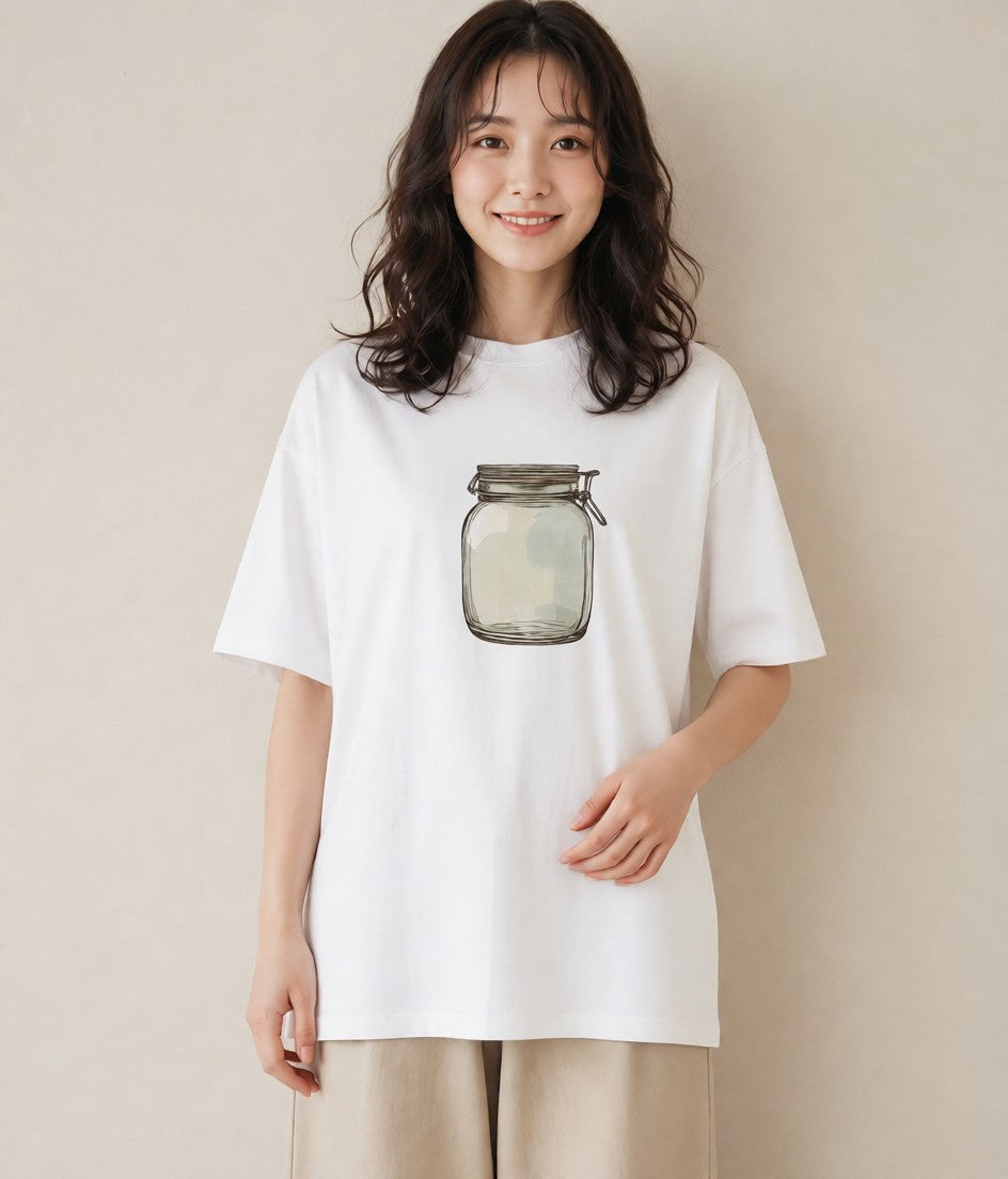 グラフィックTシャツ レディース ハニー 食べ物 フード イラスト こなれ感 通勤 在宅 白T