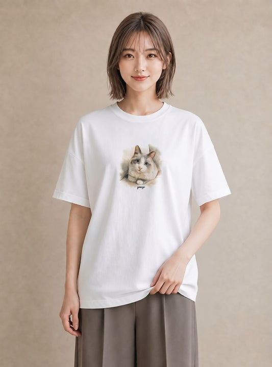 Tシャツ レディース ねこ 猫 ネコ イラスト 可愛い ホワイトデー 春服 白T