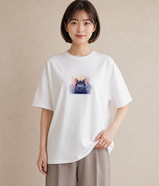 グラフィックTシャツ レディース ニャンコ 猫 ねこ イラスト 散歩 お出かけ 白T