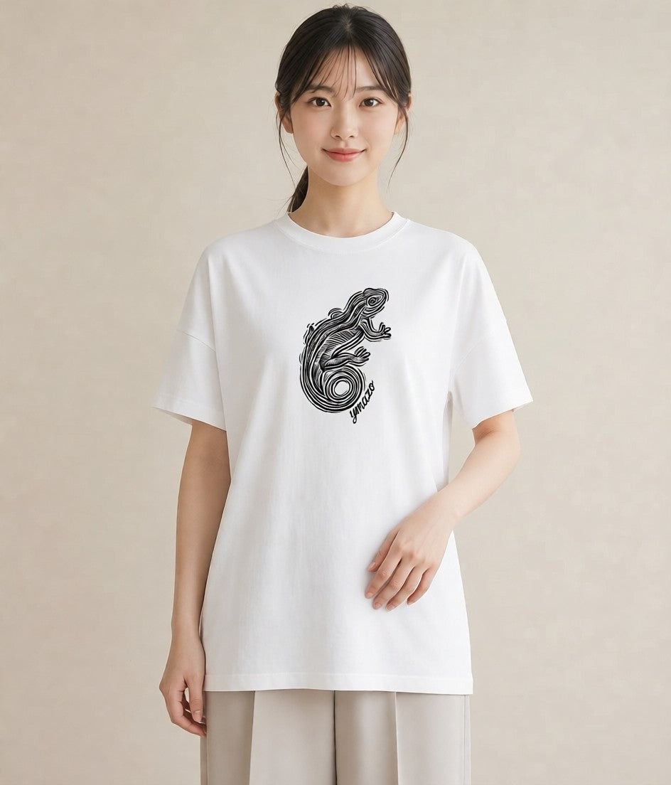 半袖Tシャツ レディース レオパ ペット 動物 イラスト ニュアンス ギフト 母の日 白T