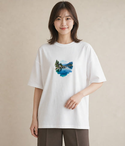 プリントTシャツ レディース 桟橋 水辺 波止場 ナチュラル アンティーク イラスト お洒落 秋コーデ おしゃれギフト 白T