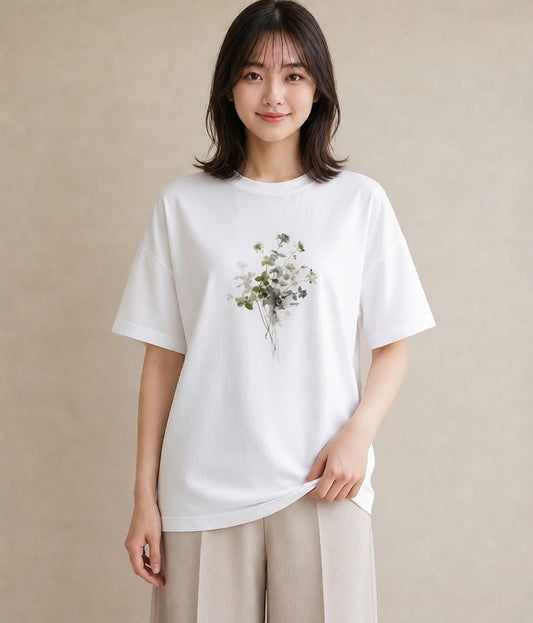 半袖Tシャツ レディース ガラス瓶 小枝 ボタニカル ナチュラル アンティーク イラスト ゆるかわ カフェ巡り 女子会 白T