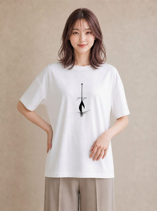 半袖Tシャツ レディース 紙の船 水辺 ナチュラル アンティーク イラスト 綿100 デート 白T