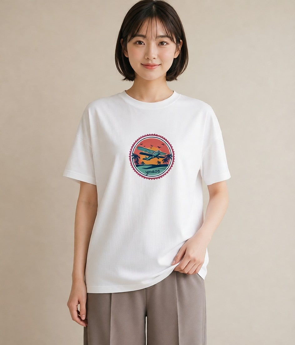 デザインTシャツ レディース 旅 トラベル スタンプ イラスト きれいめ クリスマス 旅行 白T