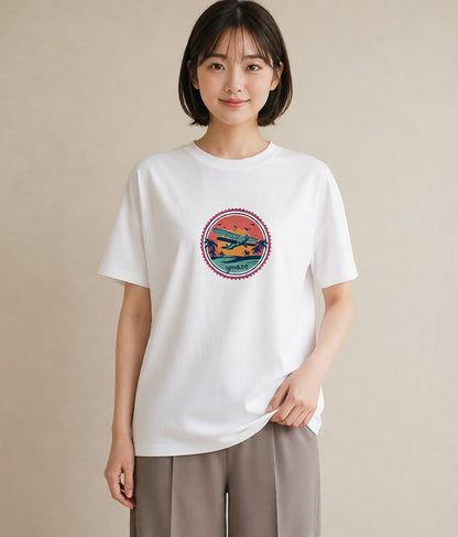デザインTシャツ レディース 旅 トラベル スタンプ イラスト きれいめ クリスマス 旅行 白T