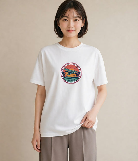 デザインTシャツ レディース 旅 トラベル スタンプ イラスト きれいめ クリスマス 旅行 白T