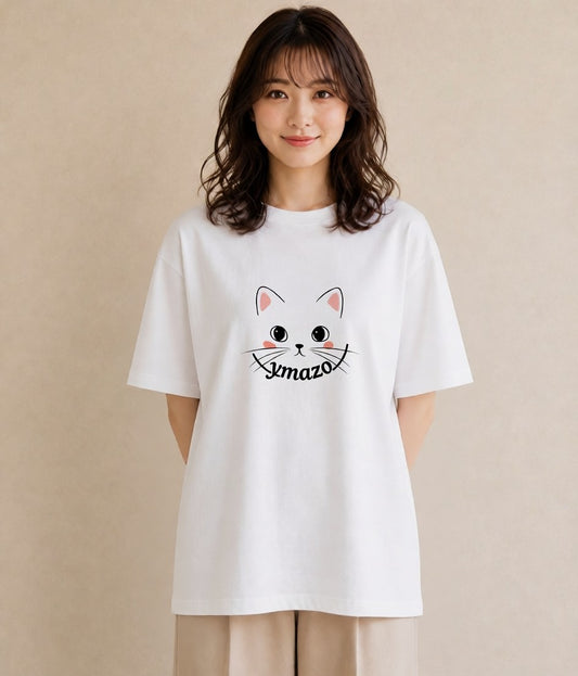 デザインTシャツ レディース 猫 ねこ ネコ イラスト ポップ 綿100 デート 白T
