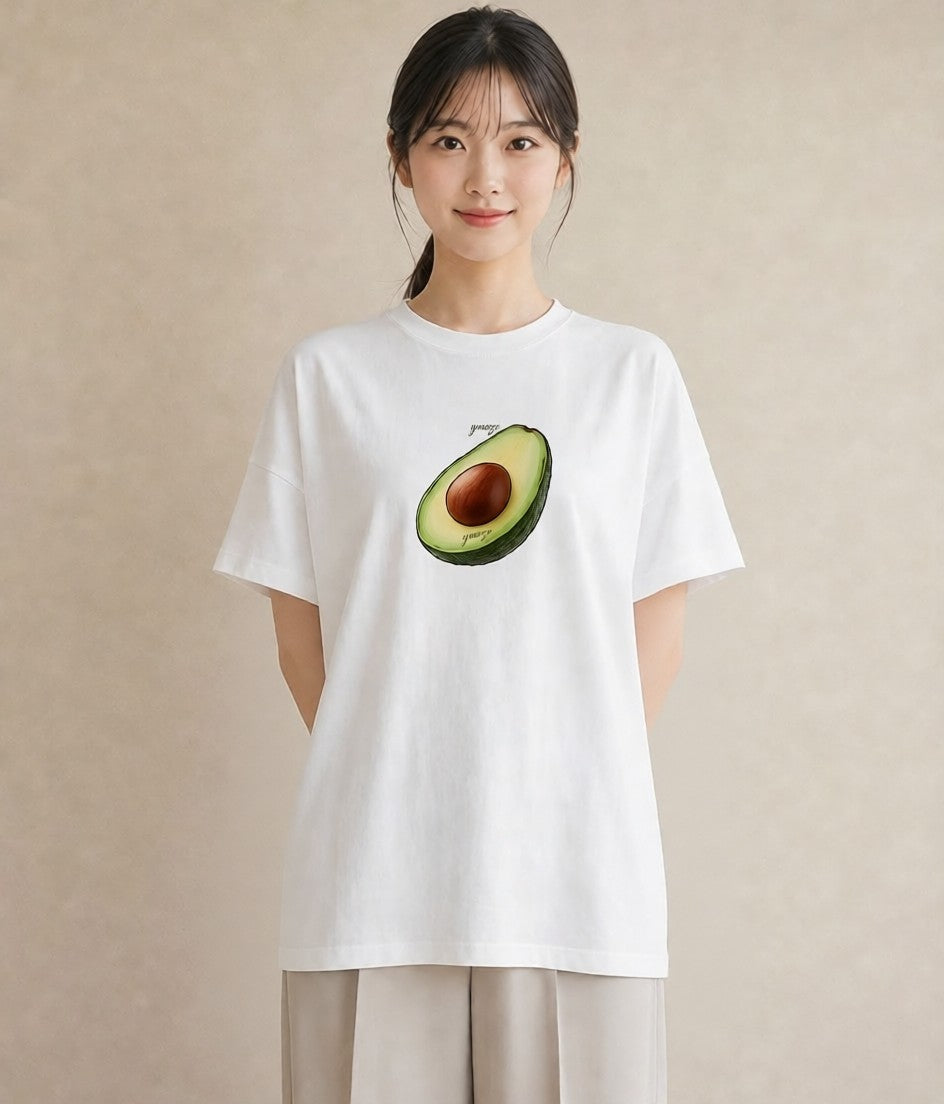 プリントTシャツ レディース アボカド 食べ物 フード イラスト ヴィンテージ風 クリスマス 旅行 白T