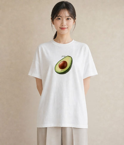 プリントTシャツ レディース アボカド 食べ物 フード イラスト ヴィンテージ風 クリスマス 旅行 白T