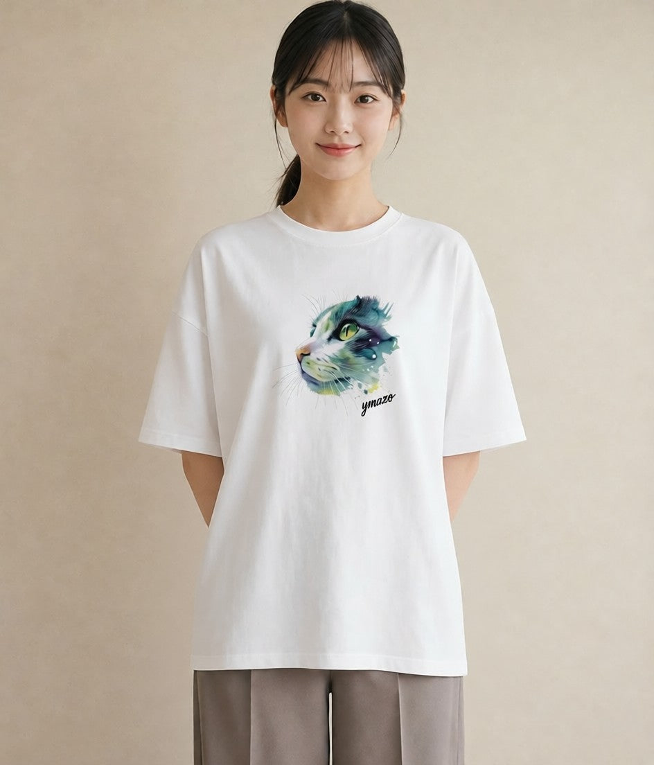 Tシャツ レディース 猫好き 猫 ねこ イラスト こなれ感 女子会 お揃い 白T