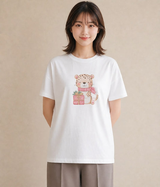 半袖Tシャツ レディース とら 動物 アニマル イラスト 淡色 春コーデ 姉妹 白T