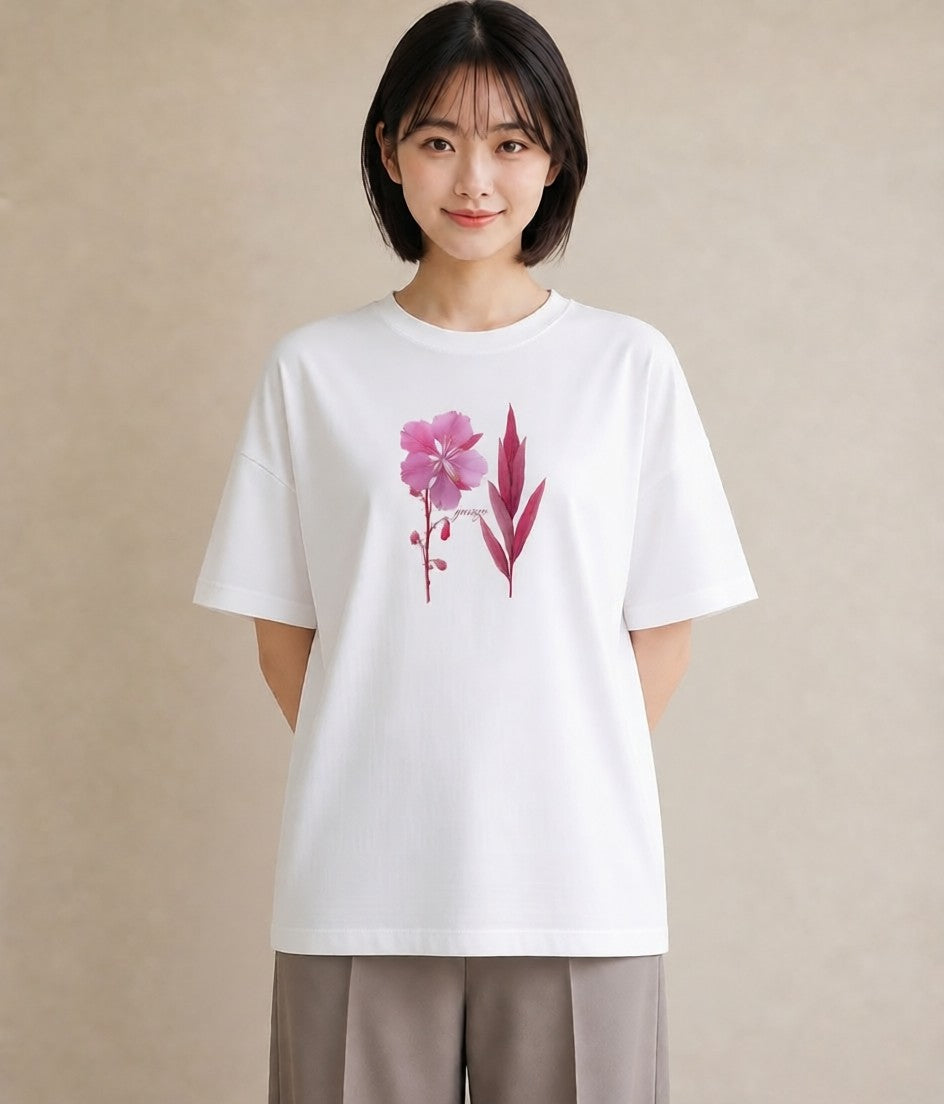 デザインTシャツ レディース ポスト 野の花 レトロ ナチュラル アンティーク イラスト モード 女子会 お揃い 白T