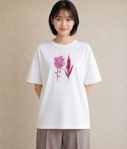 デザインTシャツ レディース ポスト 野の花 レトロ ナチュラル アンティーク イラスト モード 女子会 お揃い 白T