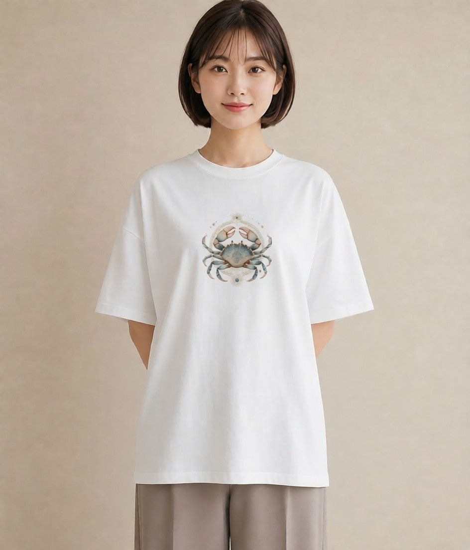 Tシャツ レディース 山羊座 星空 宇宙 イラスト こなれ感 20代 カジュアルコーデ 白T