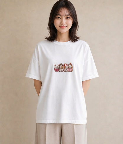 Tシャツ レディース モルモット ペット 動物 イラスト ラフ 誕生日プレゼント 綿100 白T