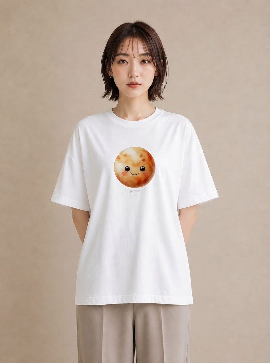プリントTシャツ レディース 満月 星空 宇宙 イラスト ゆるコーデ 週末コーデ 敬老の日 白T