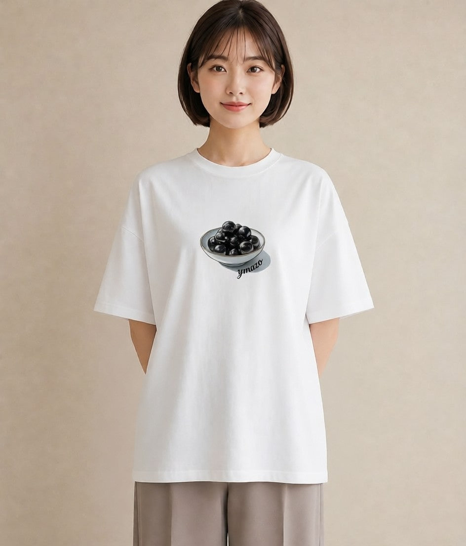 Tシャツ レディース ブルーベリー 食べ物 フード イラスト 淡色 女性向けギフト 散歩 白T
