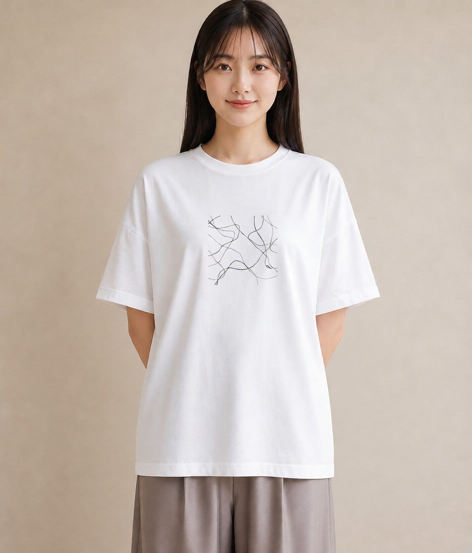 プリントTシャツ レディース 幾何学 ミニマル ジオメトリック イラスト ヴィンテージ風 ギフト 母の日 白T