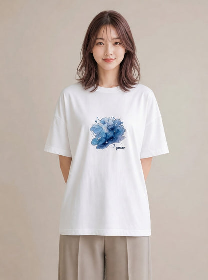 Tシャツ レディース 山羊座 星空 宇宙 イラスト お洒落 普段着 週末コーデ 白T
