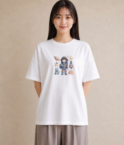 半袖Tシャツ レディース プラネット 星空 宇宙 イラスト ヴィンテージ風 母の日 ビーチ 白T