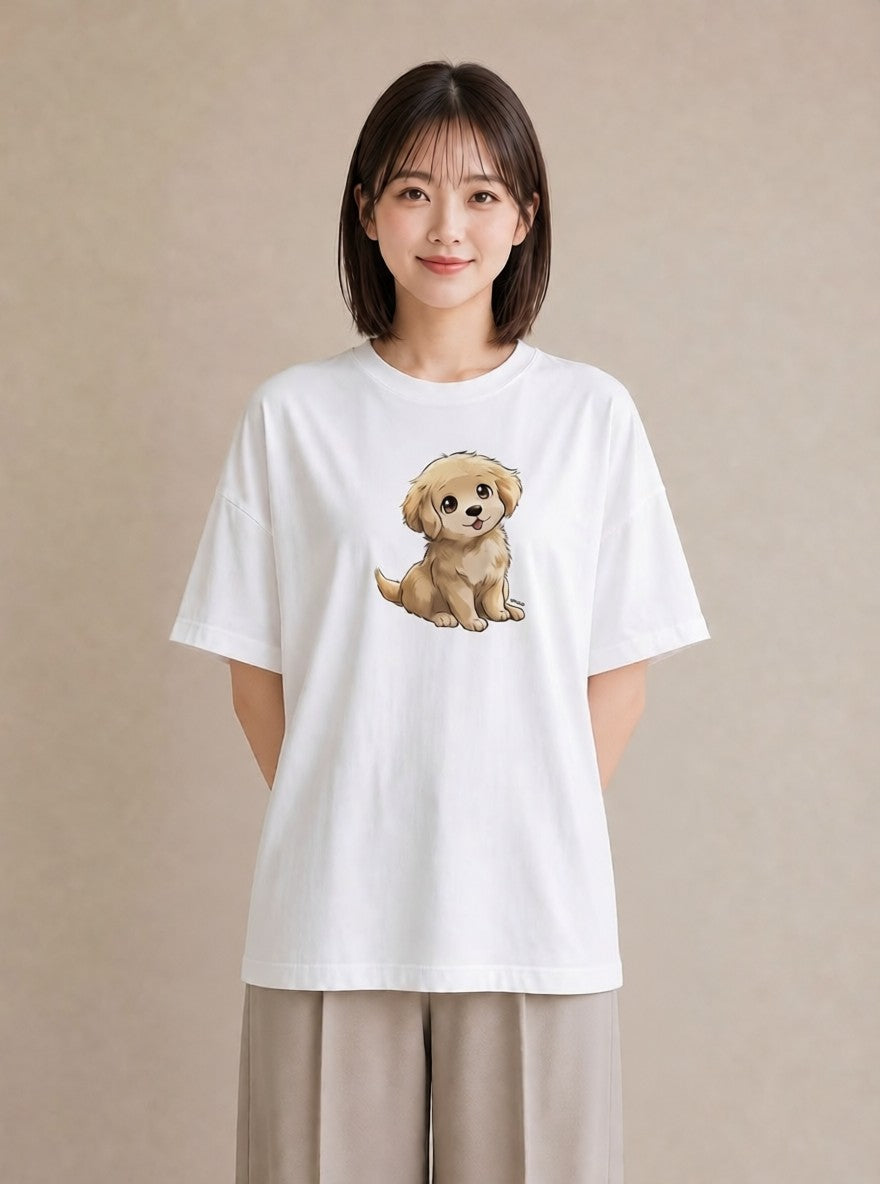 デザインTシャツ レディース 犬 いぬ イラスト カジュアル お出かけ 普段着 白T