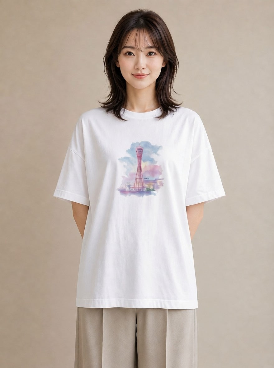 デザインTシャツ レディース 灯台 霧 海 ナチュラル アンティーク イラスト こなれ感 部屋着 女性向けギフト 白T
