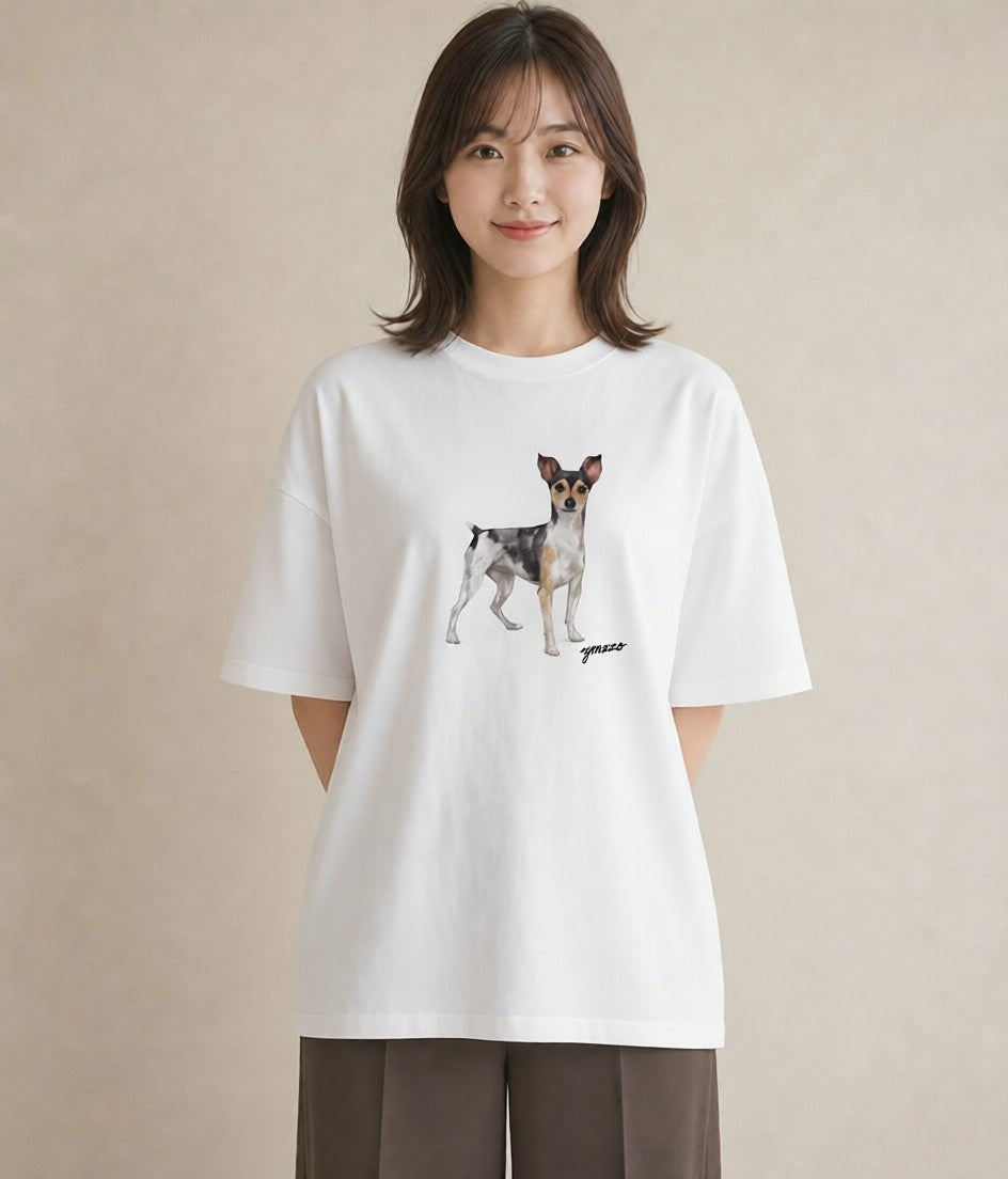 プリントTシャツ レディース 保護犬 犬 いぬ イラスト きれいめ デイリーウェア 休日 白T