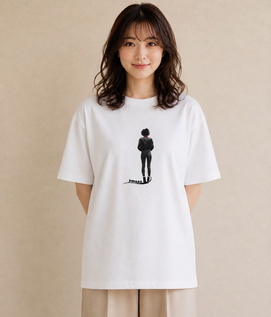 デザインTシャツ レディース 女の子 ガール 後ろ姿 イラスト ユニーク 自分用 ルームウェア 白T