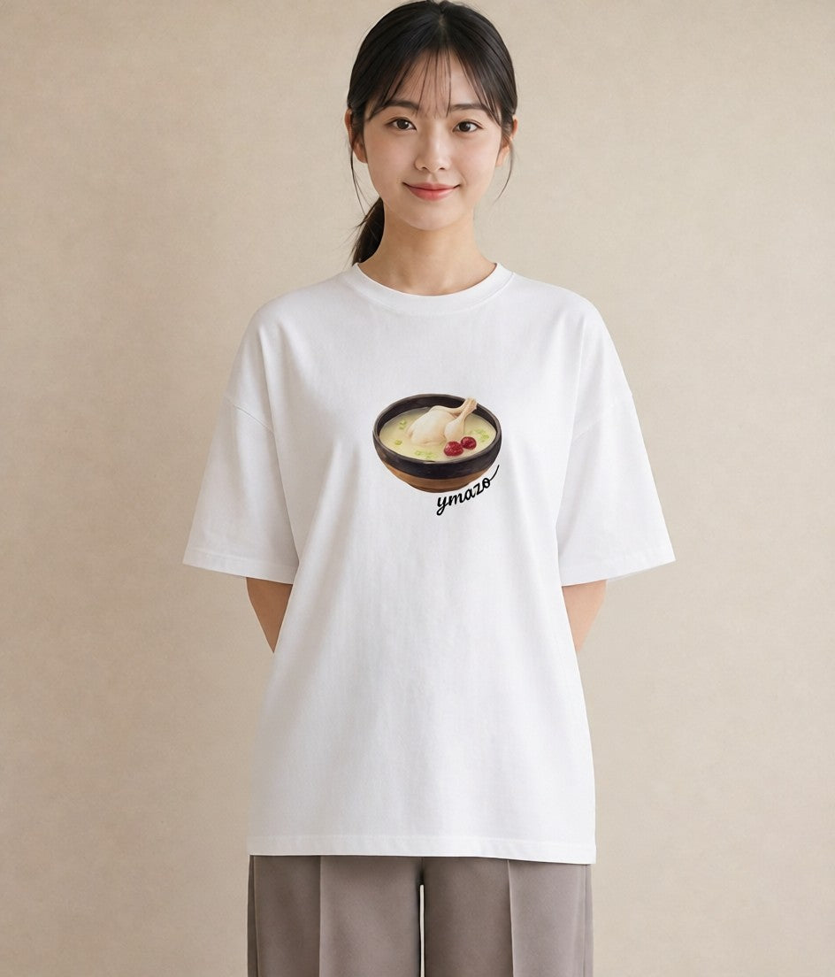 デザインTシャツ レディース あんみつ 食べ物 フード イラスト 線画 お出かけ 普段着 白T