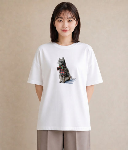 Tシャツ レディース アメリカンショートヘア 猫 ねこ イラスト 夏コーデ 通学 白T