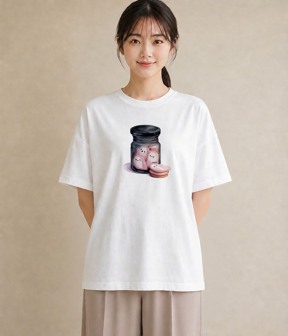 グラフィックTシャツ レディース ドーナツ 食べ物 フード イラスト 普段使い 週末コーデ 敬老の日 白T