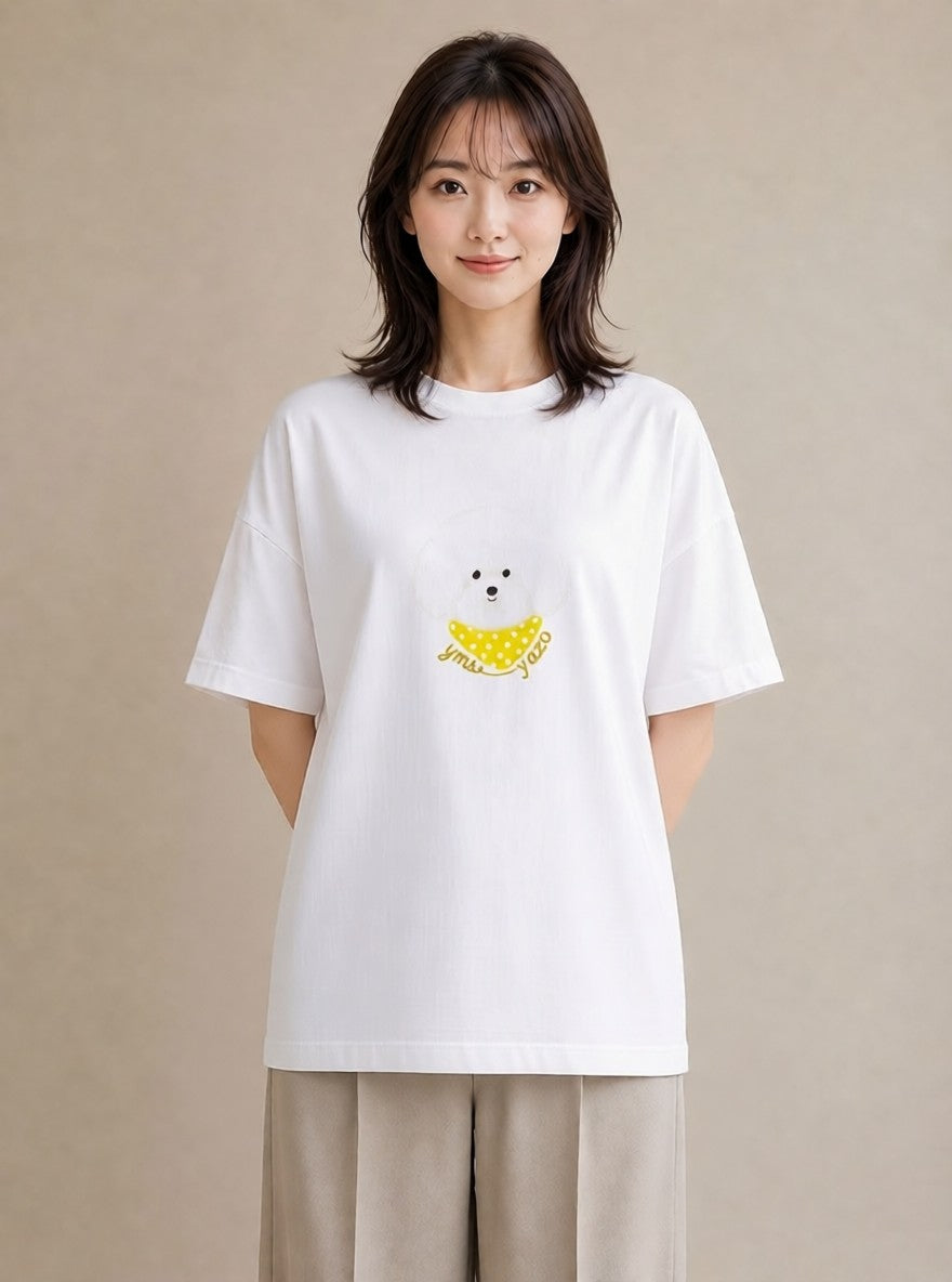 半袖Tシャツ レディース わんこ 犬 いぬ イラスト シック おしゃれギフト 社会人 白T