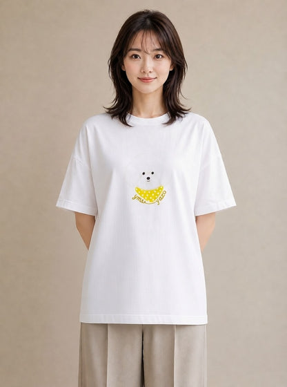 半袖Tシャツ レディース わんこ 犬 いぬ イラスト シック おしゃれギフト 社会人 白T