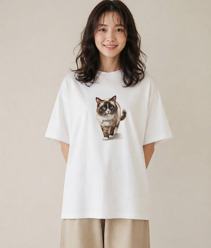 デザインTシャツ レディース 愛猫 猫 ねこ イラスト モード デート 帰省 白T